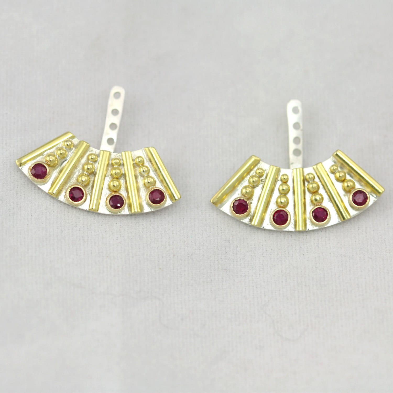 Sonnengöttin Ohrjacken | Rubin 14Ky Gold, Sterling Silber von LaineBenthalldesigns