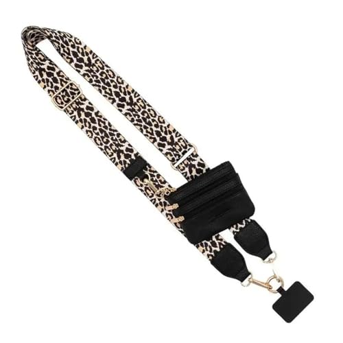 Handy-Gurt Mit Reißverschlusstasche, Clip Und Go Gurt Für Handy Mit Geldbörse, Handygurt Zum Umhängen, Handyschnur Mit Reißverschluss, Handygurt Zum Umhängen Mit Tasche Für Damen, Leopard von Lainiaoly