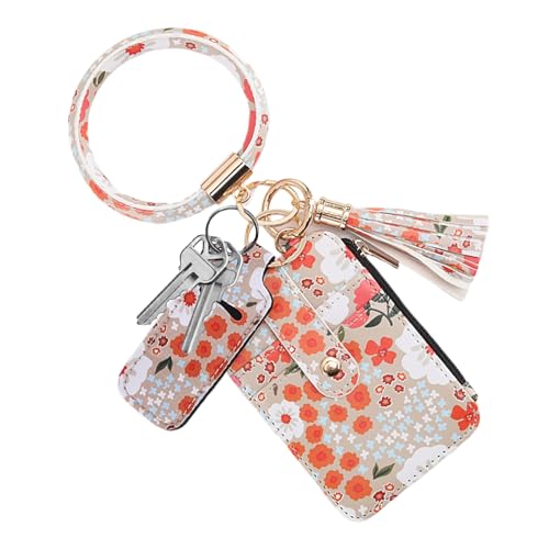 Lainiaoly Ausweis-Geldbörse Mit Blumenmuster, Kleines Kreditkartenetui, Schmales Portemonnaie, Kleines Kunstlederarmband, Silikonperlen, Armband, Handgelenkskartenha, C von Lainiaoly