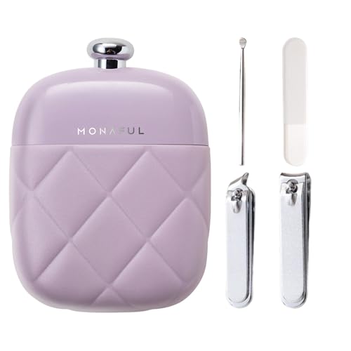 Tragbares Nagelknipser- und Beauty-Tool-Set, Edelstahl-Maniküre-Set - Nagelknipser-Set,4-in-1-Set aus Edelstahl mit Etui, Reise-Pflegeset für Frauen, für Männer, Väter, auf Reisen oder zu Hause von Lainiaoly