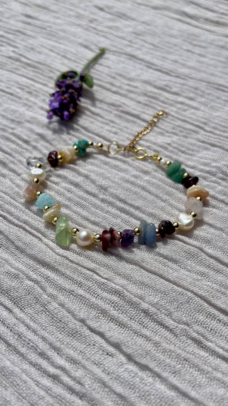 Edelstein | Auch Glas Und Süßwasser-Perlen Armband von LairyaShop