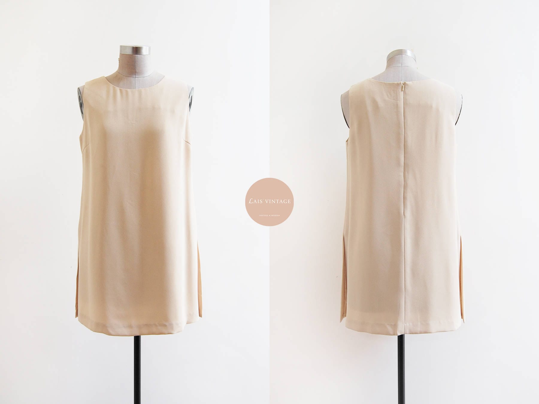 Ein Gemeinsames Tageskleid | Japan Vintage Beige Minimal Kleid Ein Gemeinsames Tageskleid | Japan Vintage Beige Minimal Kleid von LaisVintage