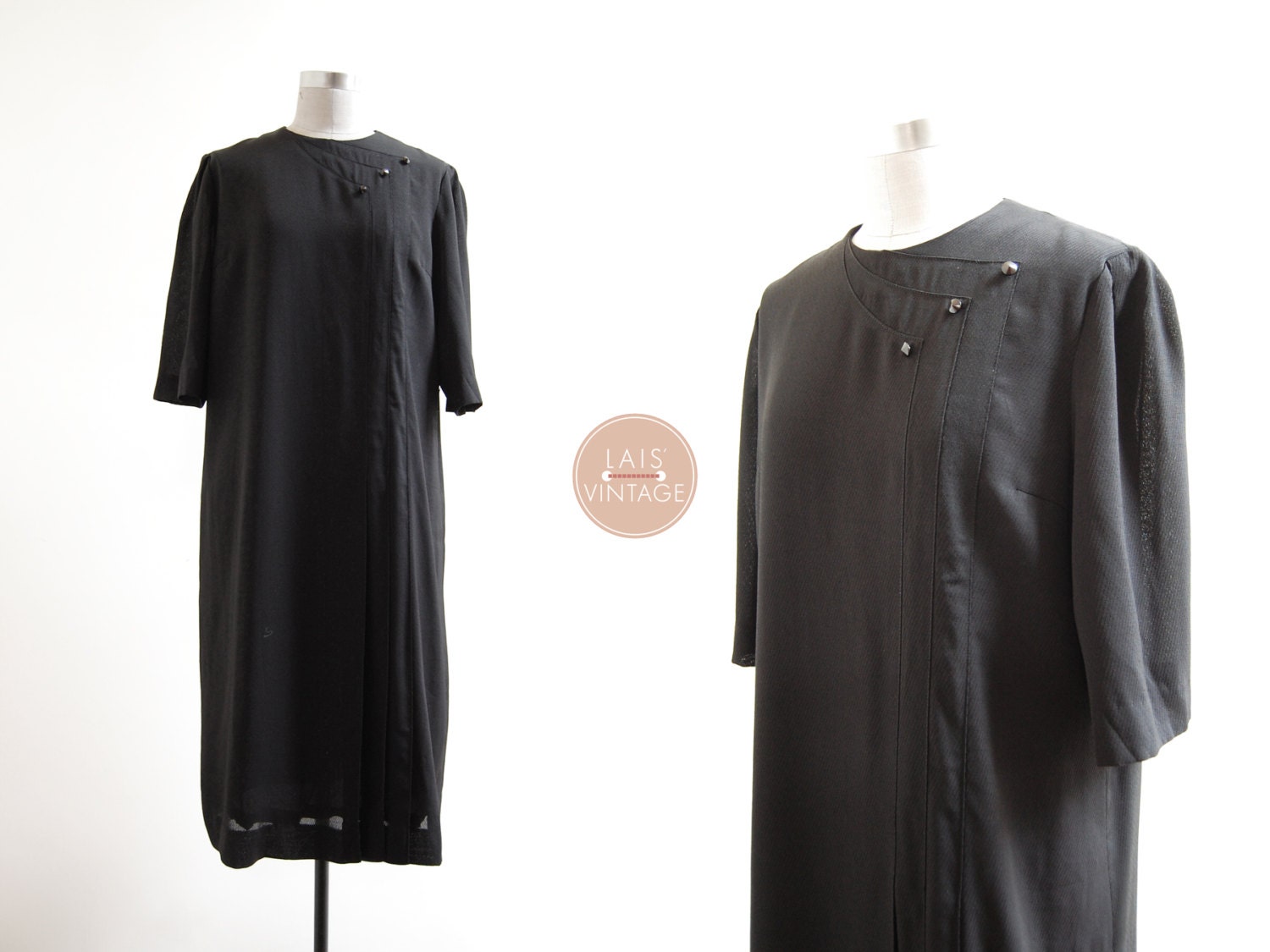 Simply All in Black Dress | L/xl 1980Er Jahre Japan Vintage Schwarzes Faltenkleid Simply All in Black Dress | L/xl 1980Er Jahre Japan Vintage Schwarzes Faltenkleid von LaisVintage