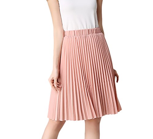 Sommerrock Damen Knielang Sommer Elegant Schöne Rock Mode Casual Faltenrock Plisseerock Röcke High Waist von Laisla Fashion