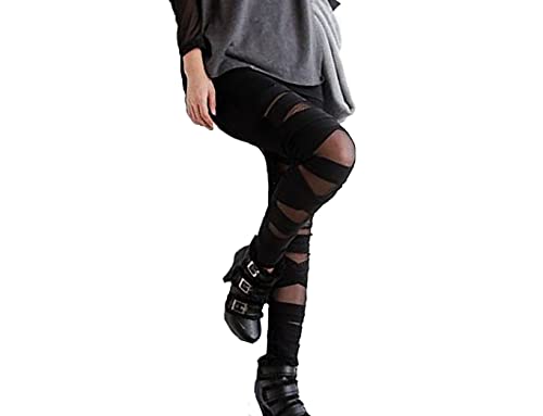 Leggins Für Damen Stoffhosen Frühling Sommer Unifarben Bandage Gothic Slim Fit Classic Unikat High Waist Hose Pants Bequeme Lang Trousers Young Fashion Moderner Stil Frauen von Laisla fashion