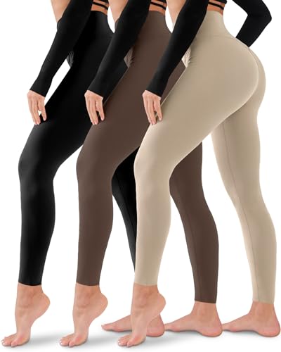 3er-Pack Leggings für Damen, nicht durchsichtig, hohe Taille, Bauchkontrolle, Yogahose, Workout, Laufen, Leggings, Large-X-Large von Laite Hebe