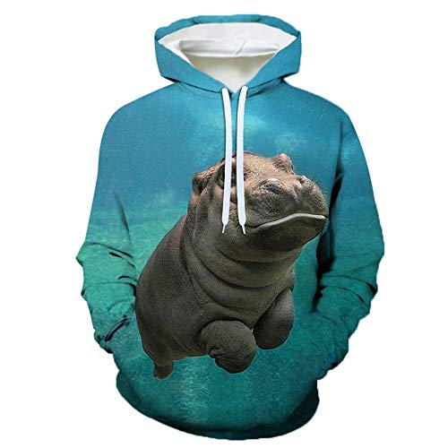 Hoodies Kapuzenjacke 3D Druck Hoodie Mit Taschen Sweatshirt Unisex Kapuzenpullover Langarm Nilpferd Im Wasser A2254,4XL Hoodies Kapuzenjacke 3D Druck Hoodie Mit Taschen Sweatshirt Unisex Kapuzenpullover Langarm Nilpferd Im Wasser A2254,4XL von Laizs