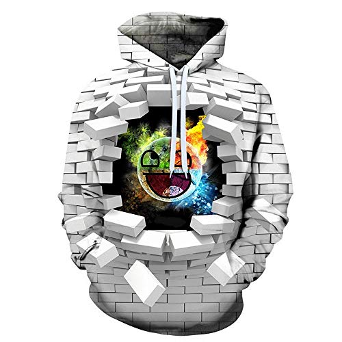 Hoodies Mit Taschen Kapuzenpullover Langarm 3D Druck Hoodie Unisex Sweatshirt Kapuzenjacke Wand-Smiley A5214,L Hoodies Mit Taschen Kapuzenpullover Langarm 3D Druck Hoodie Unisex Sweatshirt Kapuzenjacke Wand-Smiley A5214,L von Laizs