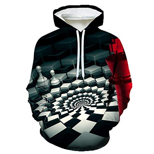 Hoodies Unisex Sweatshirt Mit Taschen Kapuzenjacke Kapuzenpullover Langarm 3D Druck Hoodie Schach-Whirlpool A3214,XXL von Laizs