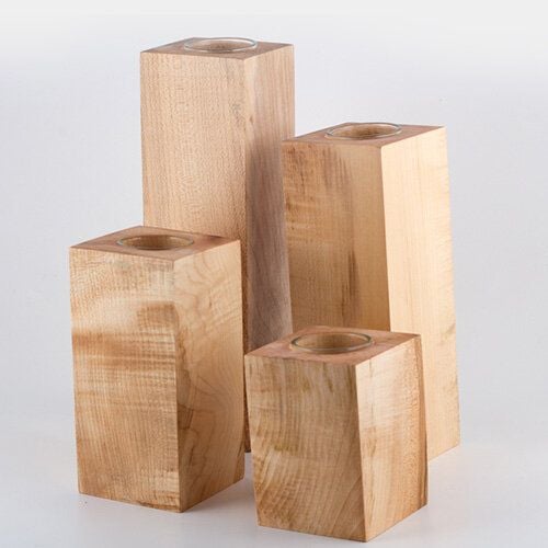 Lajos Varga 4er-Set Teelichthalter groß Bergahorn Höhe 10 - 25 cm von Lajos Varga