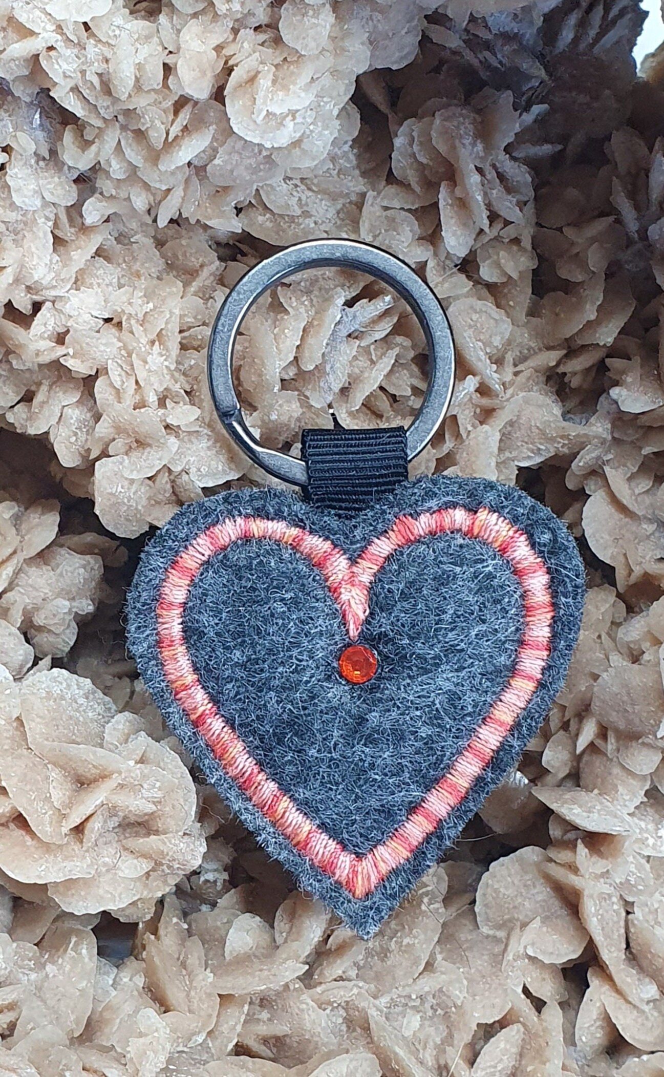 Schlüsselanhänger Herz, Filz, Orange Color , Glitzer von LajuShop