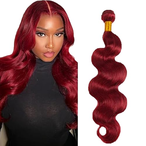 Lakaisa Body Wave Human Hair Bundles #99J Burgundy Human Hair Extensions Menschliches Haar Echthaar Tressen Extensions Sew in Hair Single Bundle Real Hair Low Shedding for Woman 12 Zoll von Lakaisa