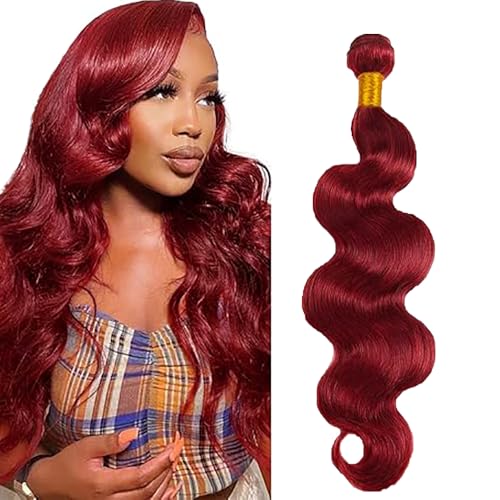 Lakaisa Body Wave Human Hair Bundles #99J Burgundy Human Hair Extensions Menschliches Haar Echthaar Tressen Extensions Sew in Hair Single Bundle Real Hair Low Shedding for Woman 14 Zoll von Lakaisa