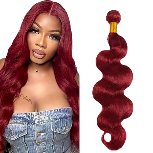 Lakaisa Body Wave Human Hair Bundles #99J Burgundy Human Hair Extensions Menschliches Haar Echthaar Tressen Extensions Sew in Hair Single Bundle Real Hair Low Shedding for Woman 16 Zoll von Lakaisa