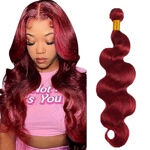 Lakaisa Body Wave Human Hair Bundles #99J Burgundy Human Hair Extensions Menschliches Haar Echthaar Tressen Extensions Sew in Hair Single Bundle Real Hair Low Shedding for Woman 34 Zoll von Lakaisa