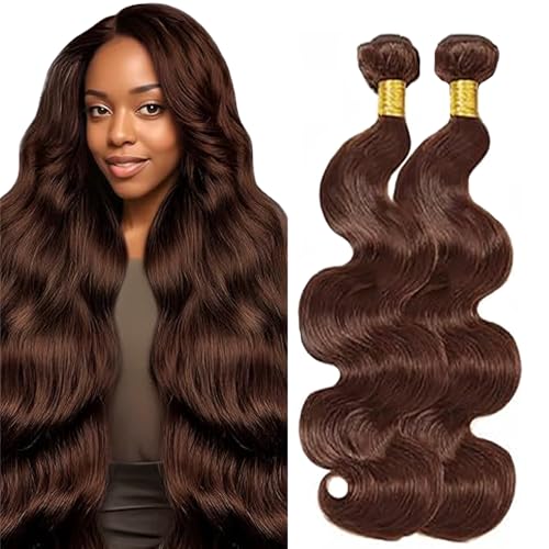 Lakaisa Body Wave Human Hair Bundles Echthaar Tressen Extensions Sew in Hair Chocolate Brown Real Hair Extensions 2 Bundles Unprocessed Virgin Human Hair Minimal Smell for Woman 26 26 Zoll von Lakaisa