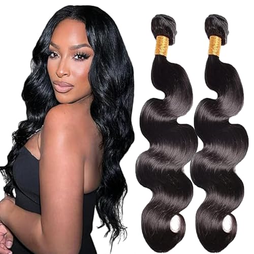 Lakaisa Body Wave Human Hair Bundles Echthaar Tressen Extensions Sew in Hair Natural Black Real Hair Extensions 2 Bundles Unprocessed Virgin Hair Minimal Smell for Woman 34 34 Zoll von Lakaisa