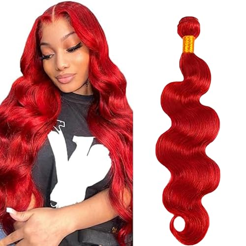 Lakaisa Body Wave Human Hair Bundles Red Human Hair Extensions Menschliches Haar Echthaar Tressen Extensions Sew in Hair Single Bundle Real Hair Low Shedding for Woman 12 Zoll von Lakaisa