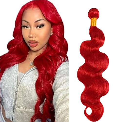 Lakaisa Body Wave Human Hair Bundles Red Human Hair Extensions Menschliches Haar Echthaar Tressen Extensions Sew in Hair Single Bundle Real Hair Low Shedding for Woman 14 Zoll von Lakaisa