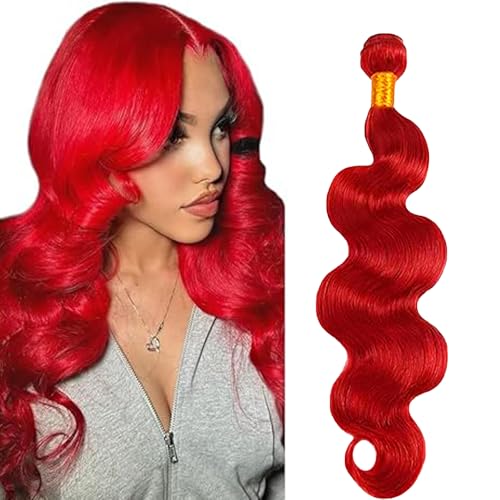 Lakaisa Body Wave Human Hair Bundles Red Human Hair Extensions Menschliches Haar Echthaar Tressen Extensions Sew in Hair Single Bundle Real Hair Low Shedding for Woman 32 Zoll von Lakaisa