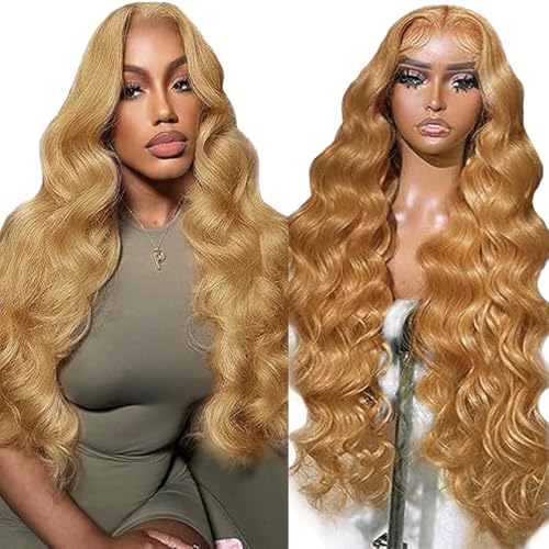 Lakaisa Body Wave Human Hair Wig Blonde 4X4 Lace Front Echthaar Perücke Wear and Go Glueless 100% Unprocessed Brazilian Remy Hair Perücke Echthaar Damen No Smell for Woman 28 Zoll von Lakaisa