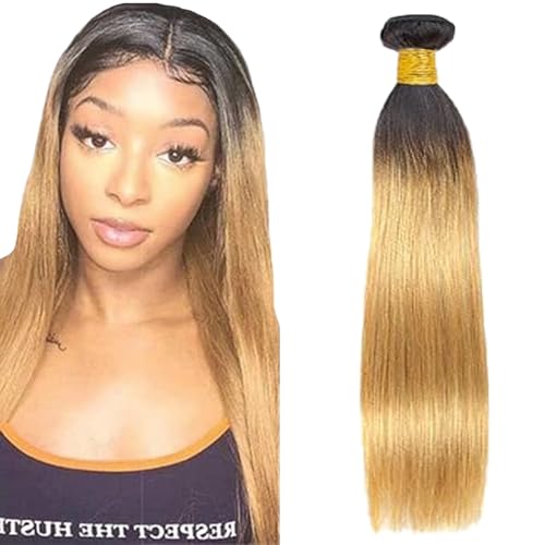 Lakaisa Straight Human Hair Bundles 100% Unprocessed Brazilian Remy Hair 1B27 Blonde Ombre Real Hair Echthaar Tressen Extensions Sew in Hair 1 Bundle for Woman 34 Zoll von Lakaisa