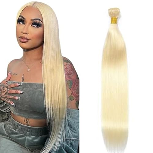 Lakaisa Straight Human Hair Bundles #613 Blonde Human Hair Extensions Menschliches Haar Echthaar Tressen Extensions Sew in Hair Single Bundle Real Hair Low Shedding for Woman 14 Zoll von Lakaisa