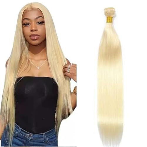 Lakaisa Straight Human Hair Bundles #613 Blonde Human Hair Extensions Menschliches Haar Echthaar Tressen Extensions Sew in Hair Single Bundle Real Hair Low Shedding for Woman 20 Zoll von Lakaisa