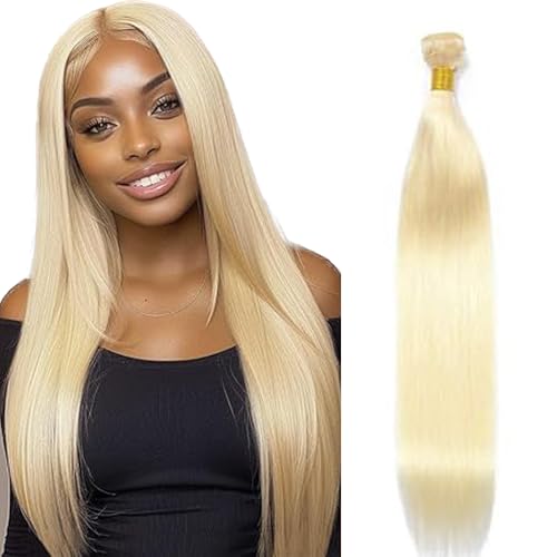 Lakaisa Straight Human Hair Bundles #613 Blonde Human Hair Extensions Menschliches Haar Echthaar Tressen Extensions Sew in Hair Single Bundle Real Hair Low Shedding for Woman 24 Zoll von Lakaisa