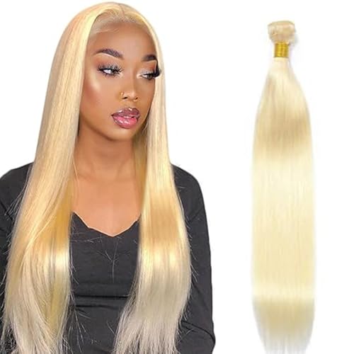 Lakaisa Straight Human Hair Bundles #613 Blonde Human Hair Extensions Menschliches Haar Echthaar Tressen Extensions Sew in Hair Single Bundle Real Hair Low Shedding for Woman 34 Zoll von Lakaisa