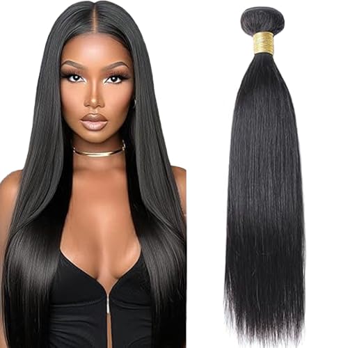 Lakaisa Straight Human Hair Bundles Natural Black Human Hair Extensions Menschliches Haar Echthaar Tressen Extensions Sew in Hair Single Bundle Real Hair Low Shedding for Woman 14 Zoll von Lakaisa