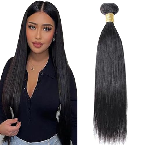 Lakaisa Straight Human Hair Bundles Natural Black Human Hair Extensions Menschliches Haar Echthaar Tressen Extensions Sew in Hair Single Bundle Real Hair Low Shedding for Woman 20 Zoll von Lakaisa