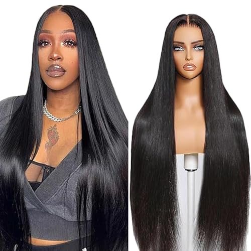 Lakaisa Straight Human Hair Wig Echthaar Perücke Damen 13X1 Lace Natural Black Pre Plucked 100% Unprocessed Brazilian Remy Hair 180% Density No Shedding No Tangle 16 Zoll von Lakaisa