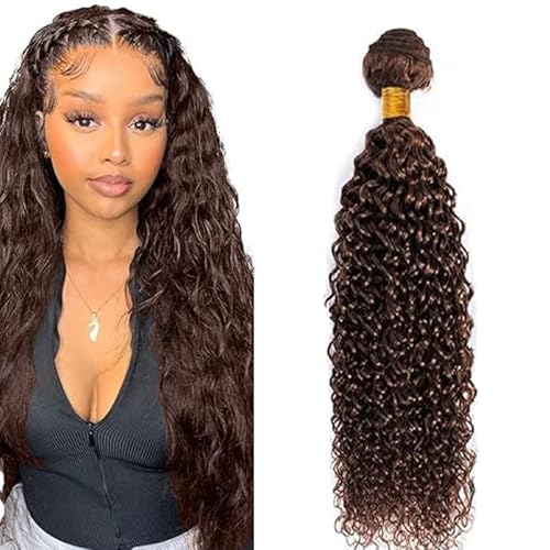 Lakaisa Water Wave Human Hair Bundles #4 Chocolate Brown Human Hair Extensions Menschliches Haar Echthaar Tressen Extensions Sew in Hair Single Bundle Real Hair Low Shedding for Woman 28 Zoll von Lakaisa