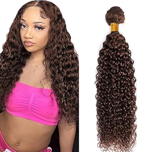 Lakaisa Water Wave Human Hair Bundles #4 Chocolate Brown Human Hair Extensions Menschliches Haar Echthaar Tressen Extensions Sew in Hair Single Bundle Real Hair Low Shedding for Woman 34 Zoll von Lakaisa
