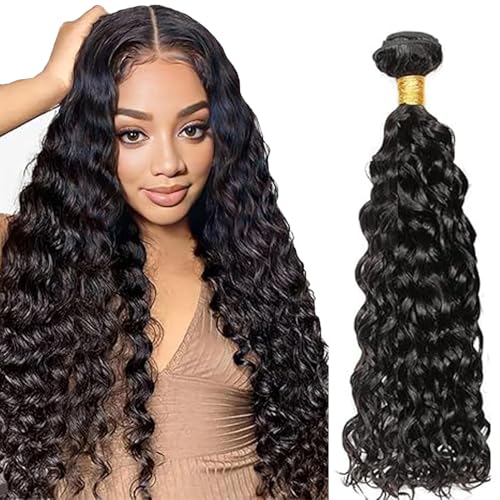 Lakaisa Water Wave Human Hair Bundles Natural Black Human Hair Extensions Menschliches Haar Echthaar Tressen Extensions Sew in Hair Single Bundle Real Hair Low Shedding for Woman 12 Zoll von Lakaisa
