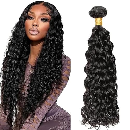 Lakaisa Water Wave Human Hair Bundles Natural Black Human Hair Extensions Menschliches Haar Echthaar Tressen Extensions Sew in Hair Single Bundle Real Hair Low Shedding for Woman 30 Zoll von Lakaisa