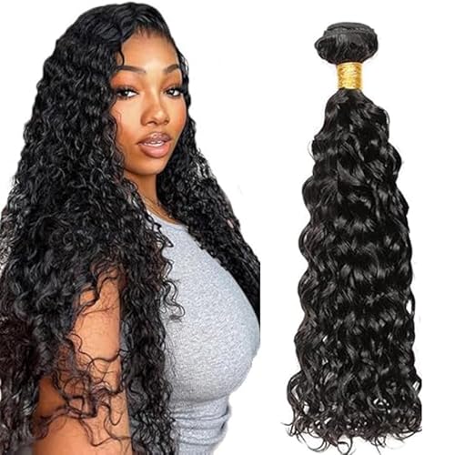 Lakaisa Water Wave Human Hair Bundles Natural Black Human Hair Extensions Menschliches Haar Echthaar Tressen Extensions Sew in Hair Single Bundle Real Hair Low Shedding for Woman 34 Zoll von Lakaisa