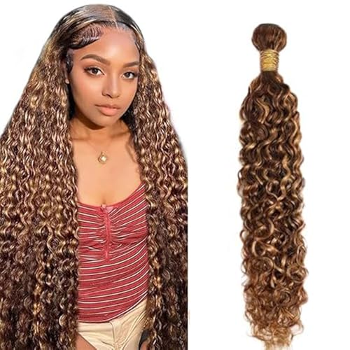 Lakaisa Water Wave Human Hair Bundles P427 Highlight Blonde Human Hair Extensions Menschliches Haar Echthaar Tressen Extensions Sew in Hair Single Bundle Real Hair Low Shedding for Woman 20 Zoll von Lakaisa