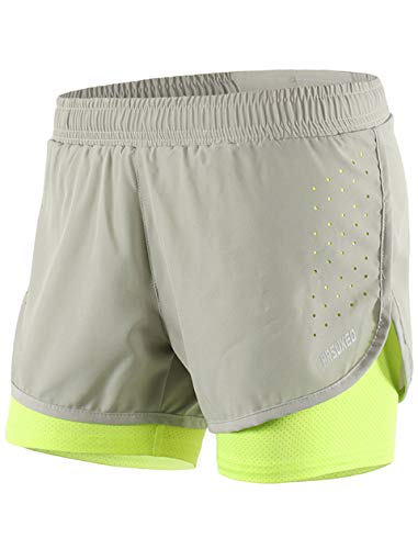 Lakaka Damen 2 in 1 Shorts Laufshorts Kurze Tights Trainingsshorts Innerer Kompressionsshorts Running Hosen von Lakaka-EU