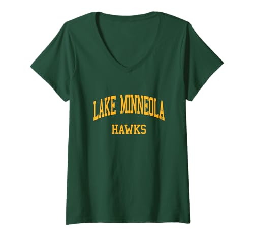 Damen Lake Minneola High School HS Minneola FL Retrosport T-Shirt mit V-Ausschnitt von Lake Minneola High School T-Shirts & Gifts