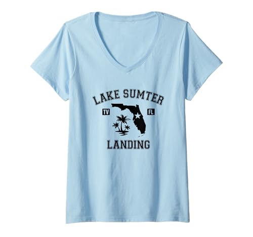 Damen Lake Sumter Landing Fernseher, Design: Florida, USA T-Shirt mit V-Ausschnitt Damen Lake Sumter Landing Fernseher, Design: Florida, USA T-Shirt mit V-Ausschnitt von Lake Sumter Landing TV Florida Designs Souvenirs
