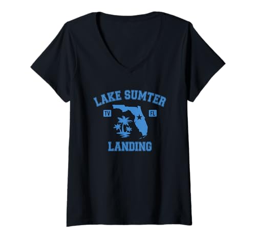 Damen Lake Sumter Landing Fernseher, Design: Florida, USA T-Shirt mit V-Ausschnitt Damen Lake Sumter Landing Fernseher, Design: Florida, USA T-Shirt mit V-Ausschnitt von Lake Sumter Landing TV Florida Designs Souvenirs