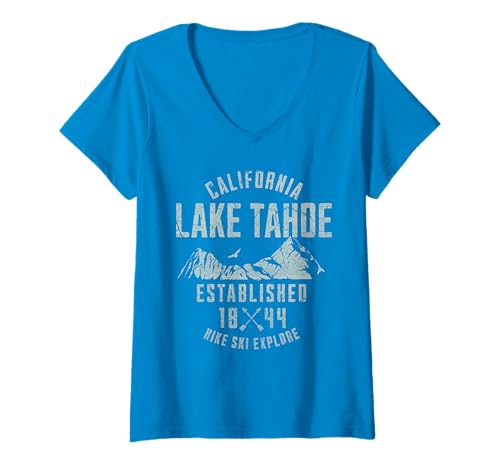Damen Lake Tahoe T-Shirt mit V-Ausschnitt Damen Lake Tahoe T-Shirt mit V-Ausschnitt von Lake Tahoe California USA Outdoor Vintage