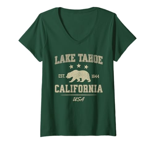 Damen Lake Tahoe T-Shirt mit V-Ausschnitt Damen Lake Tahoe T-Shirt mit V-Ausschnitt von Lake Tahoe California USA Outdoor Vintage