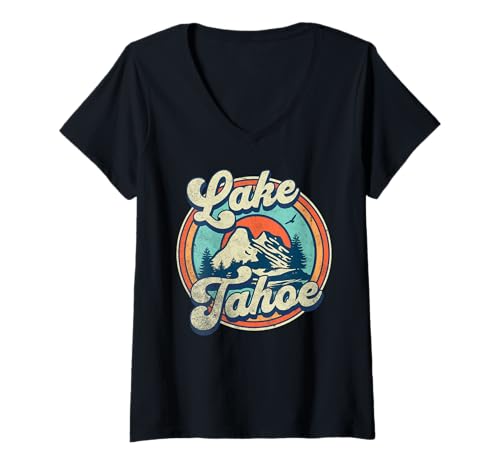 Damen Lake Tahoe T-Shirt mit V-Ausschnitt Damen Lake Tahoe T-Shirt mit V-Ausschnitt von Lake Tahoe California USA Outdoor Vintage