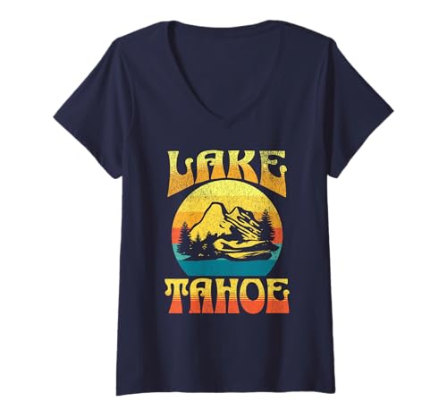 Damen Lake Tahoe T-Shirt mit V-Ausschnitt Damen Lake Tahoe T-Shirt mit V-Ausschnitt von Lake Tahoe California USA Outdoor Vintage