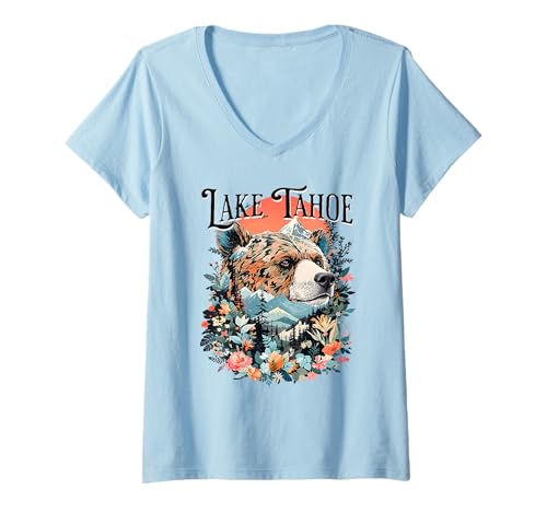 Damen Lake Tahoe T-Shirt mit V-Ausschnitt Damen Lake Tahoe T-Shirt mit V-Ausschnitt von Lake Tahoe California USA Outdoor Vintage