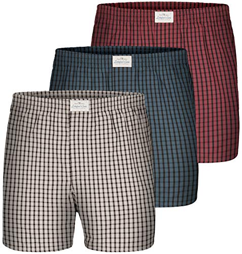Lakeford & Sons Boxershorts 3-Pack Karos, rot/blau/grau (XL | 7 | 54) 2000-1628-XL von Lakeford & Sons