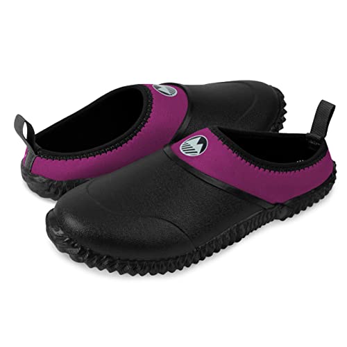 Lakeland Active Damen Appleby Rückenfrei Garten-Clogs mit Neopren-Futter und Memory-Schaumstoff-Einlegesohle, schwarz/pink, 38 EU von Lakeland Active